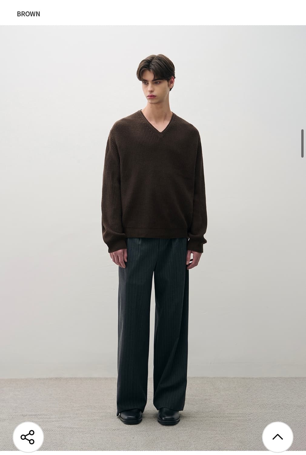 (L) 드로우핏 코지드 브이넥 풀오버 니트 [BROWN] 판매 상품이미지3