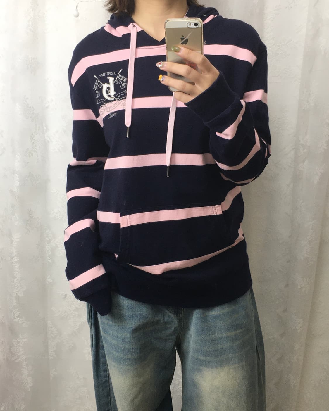 HANG TEN Navy Pink Stripe Hoodie 상품이미지6