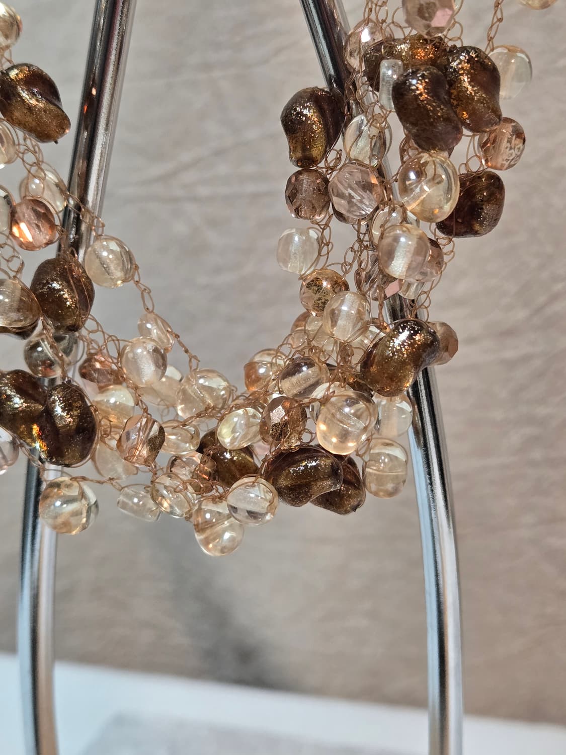 FURLA 이탈리아 멀티 글라스 비즈 볼드 넥클리스 / 앰버 브라운 믹스 상품이미지9