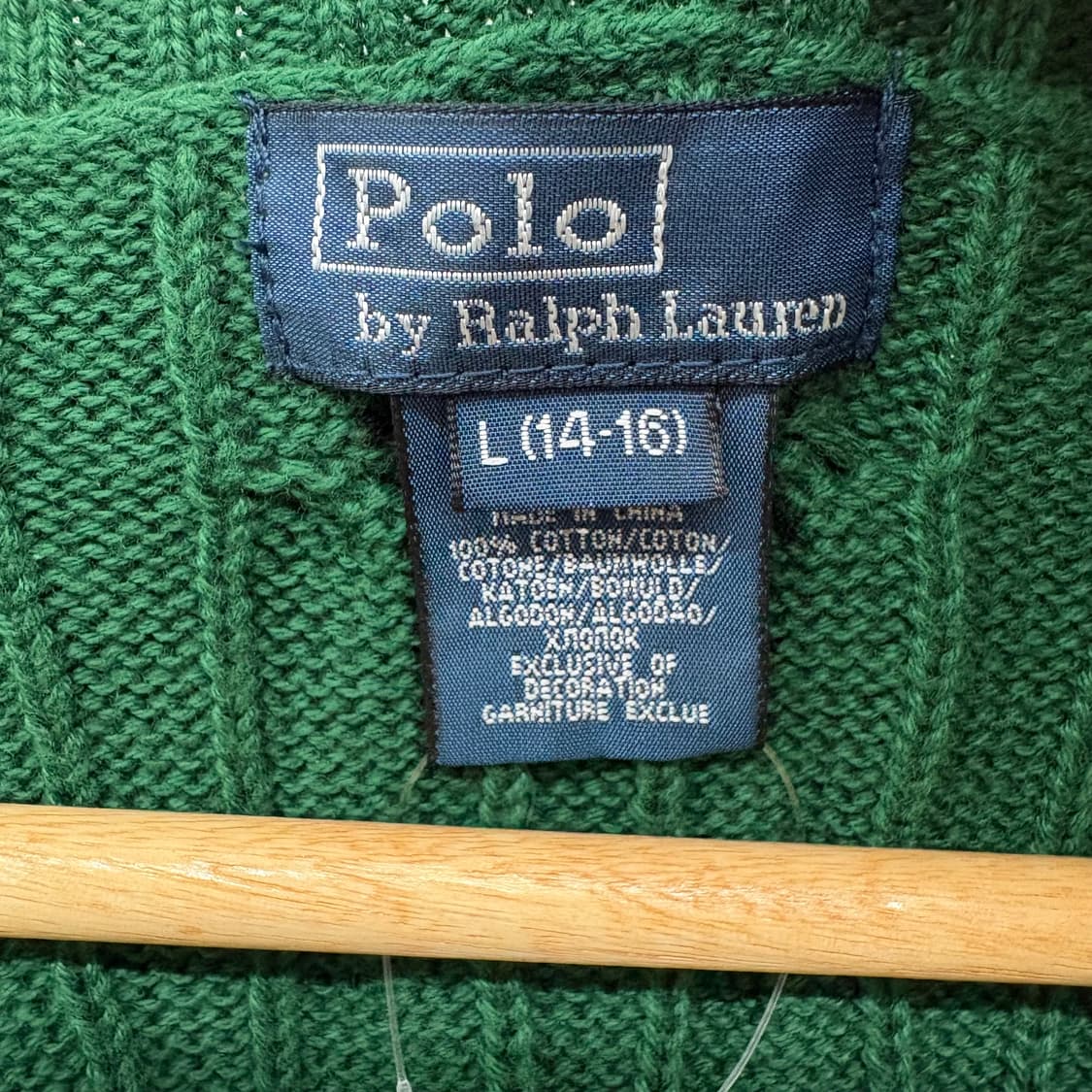 폴로 랄프로렌 케이블 니트 조끼 그린 여L 상품이미지3