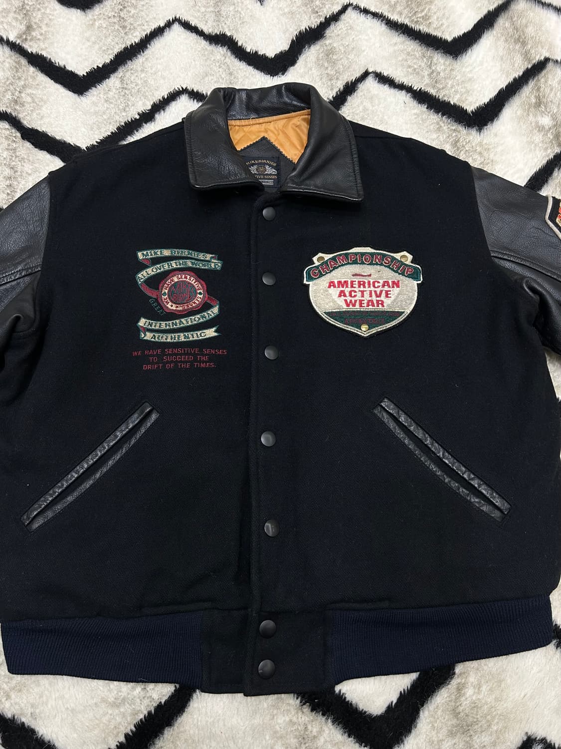 [M]마이크버니스 90s 브릴리언트 레터맨 울 레더 바시티 상품이미지4