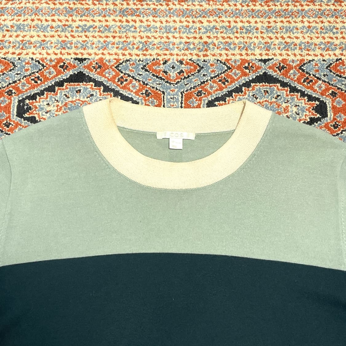 코스 민트배색 반팔 니트티셔츠 남성L 상품이미지2