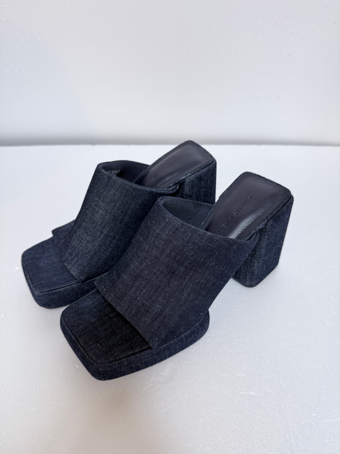 찰스앤키스 데님 플랫폼 뮬 힐 38(240-245)여성 슬리퍼 샌들 상품이미지3