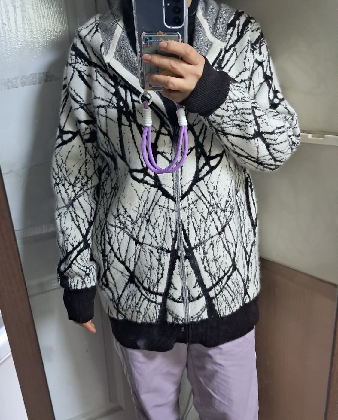 에리카카발리니 앙고라 후드집업 가디건 S(55~66)거의 새제품 상품이미지10