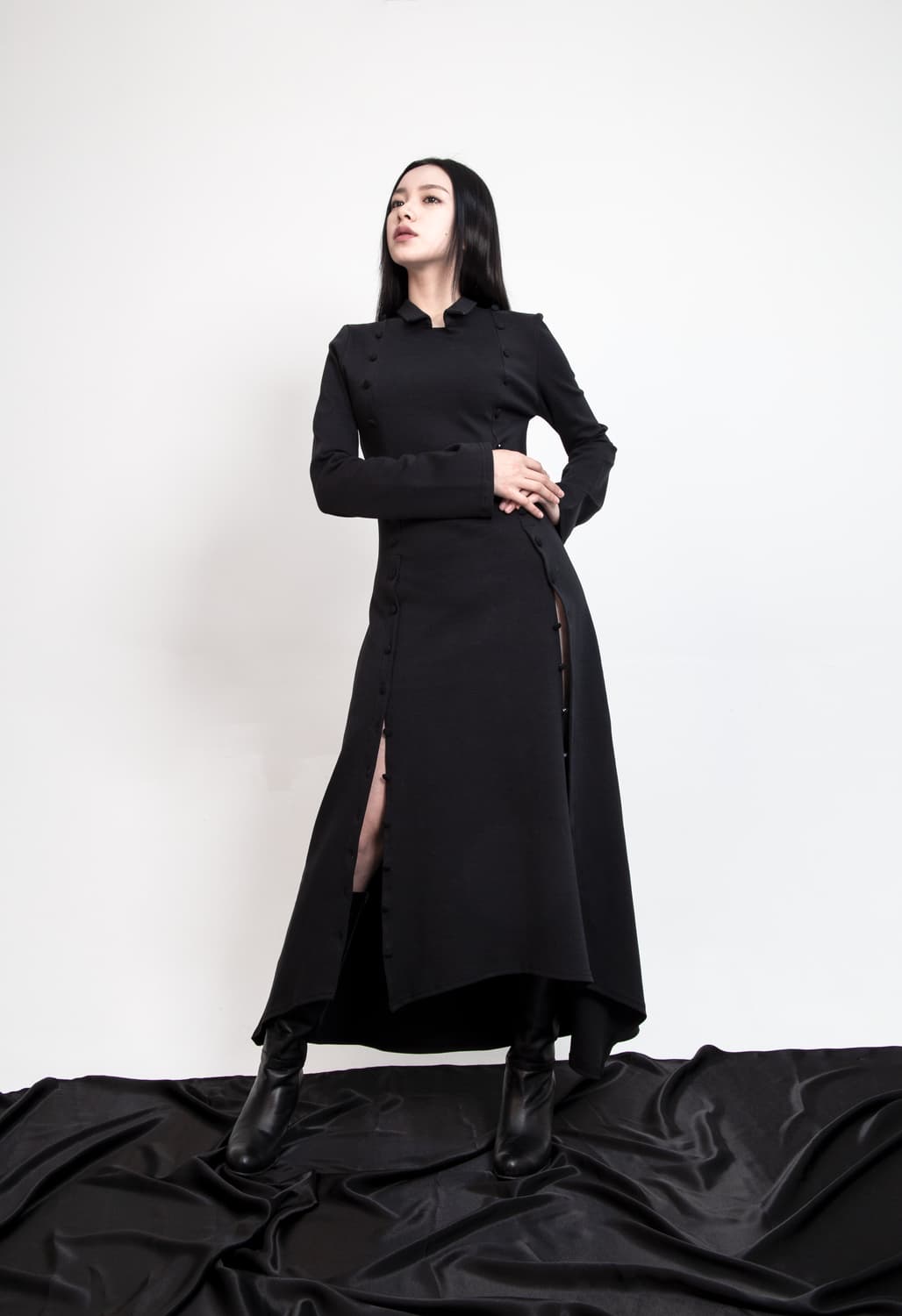 달링유어배드 버튼 맥시드레스 블랙 상품이미지3