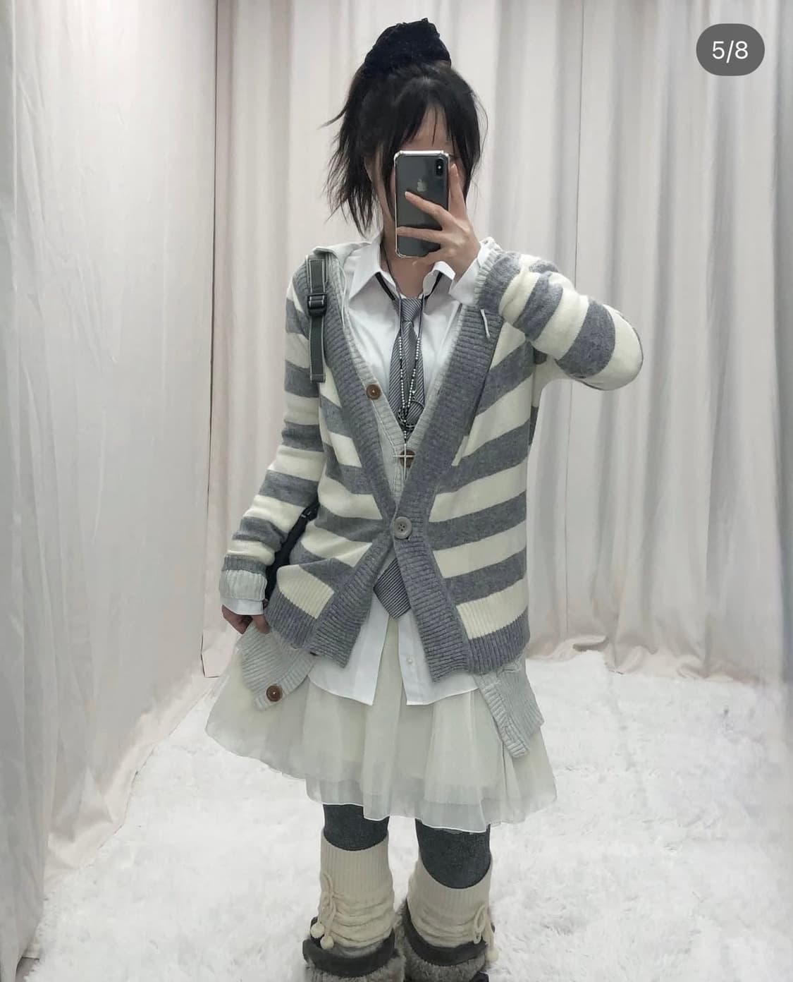 선가든파티 빈티지 코디 세트 팝니당 프레피 니혼진 미라이클립 파우닝 크루 상품이미지3