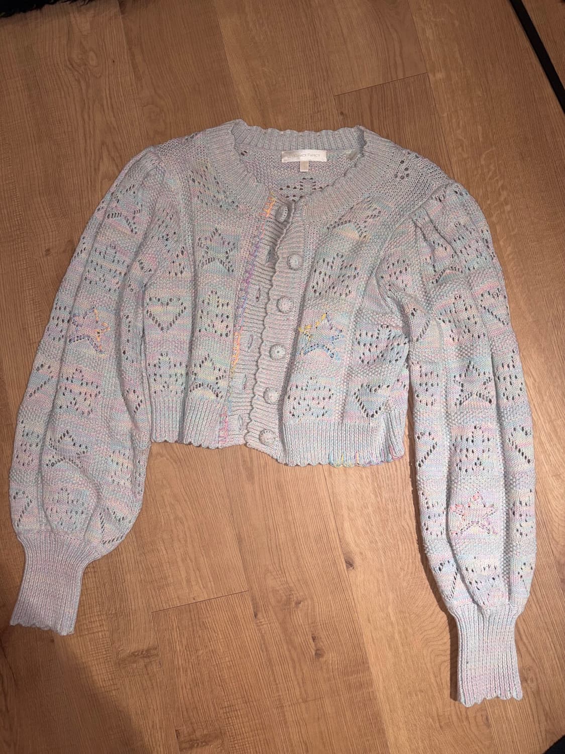 Loveshackfancy 별 패턴 펀칭 니트 크롭 가디건 상품이미지2