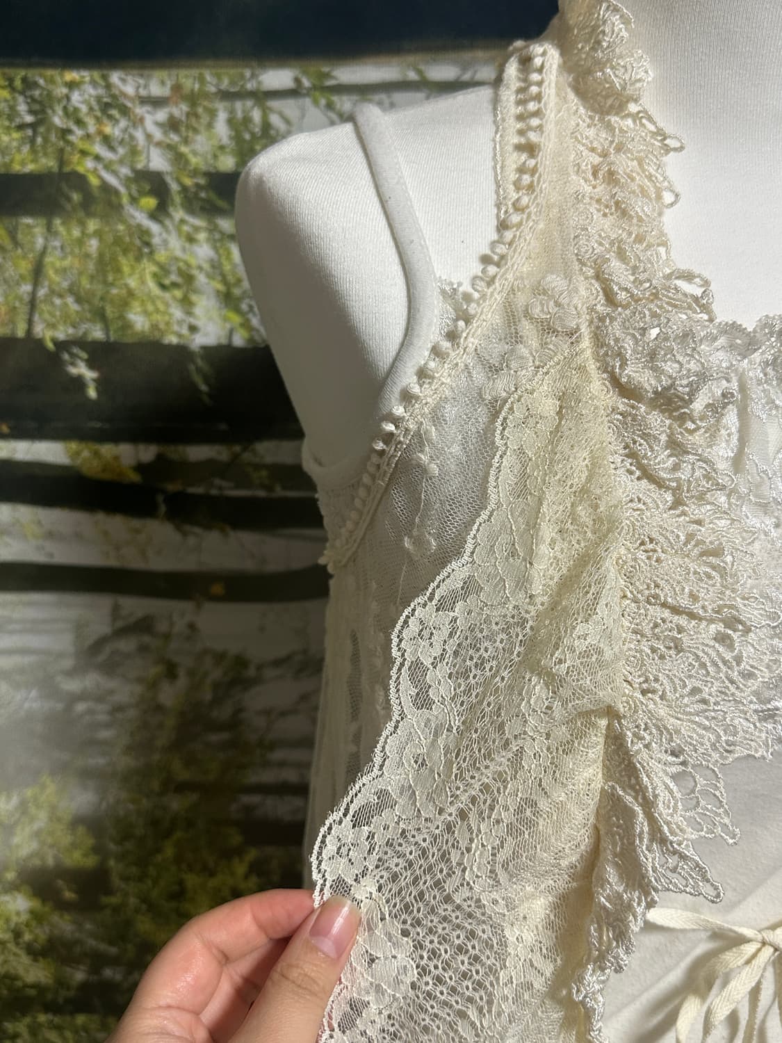 빈티지 아이보리 레이스 조끼 모리 모리걸 레이어드 상품이미지4