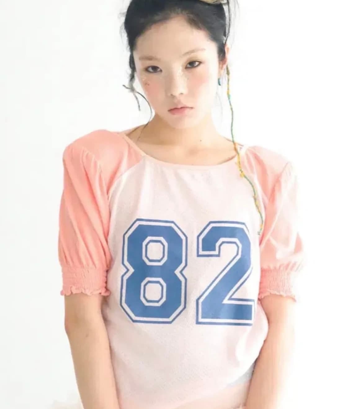 샵페어리 패드 숄더 레글런 하프 탑 핑크 상품이미지2