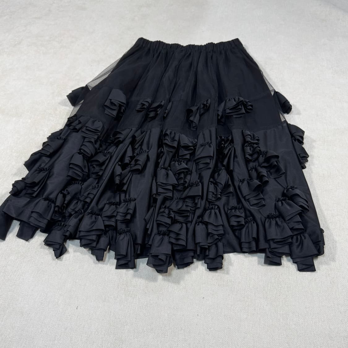Tulle Paneled Ruffle Black Skirt 상품이미지5