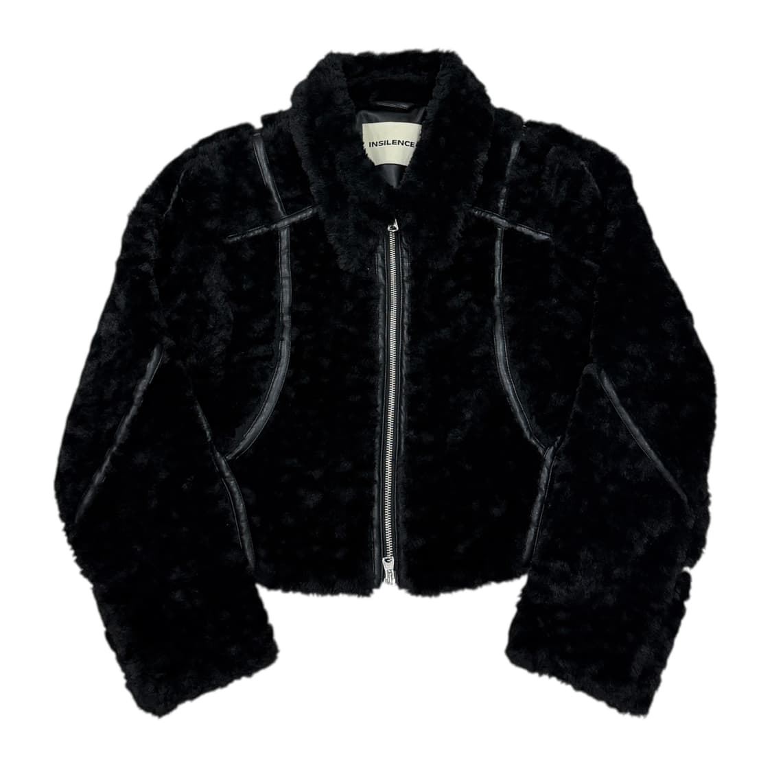 인사일런스 우먼 레더 바인딩 포우 퍼 자켓 점퍼 블랙 M 상품이미지1