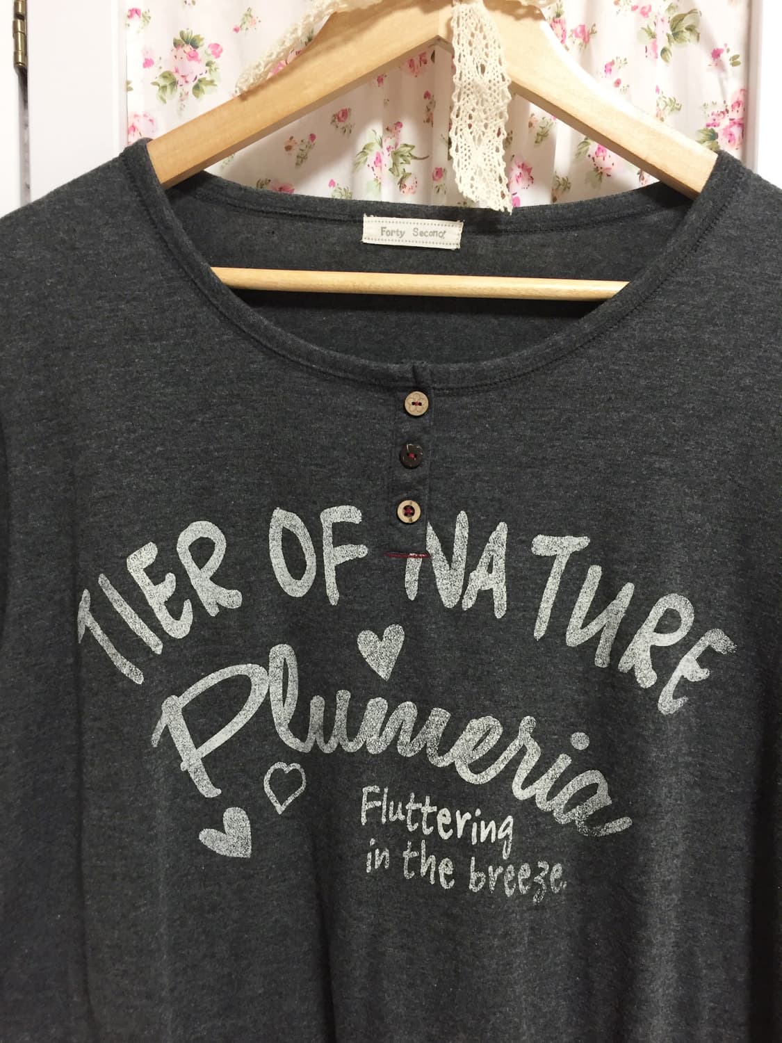 빈티지 모리걸 차콜 단추 반팔 상품이미지3