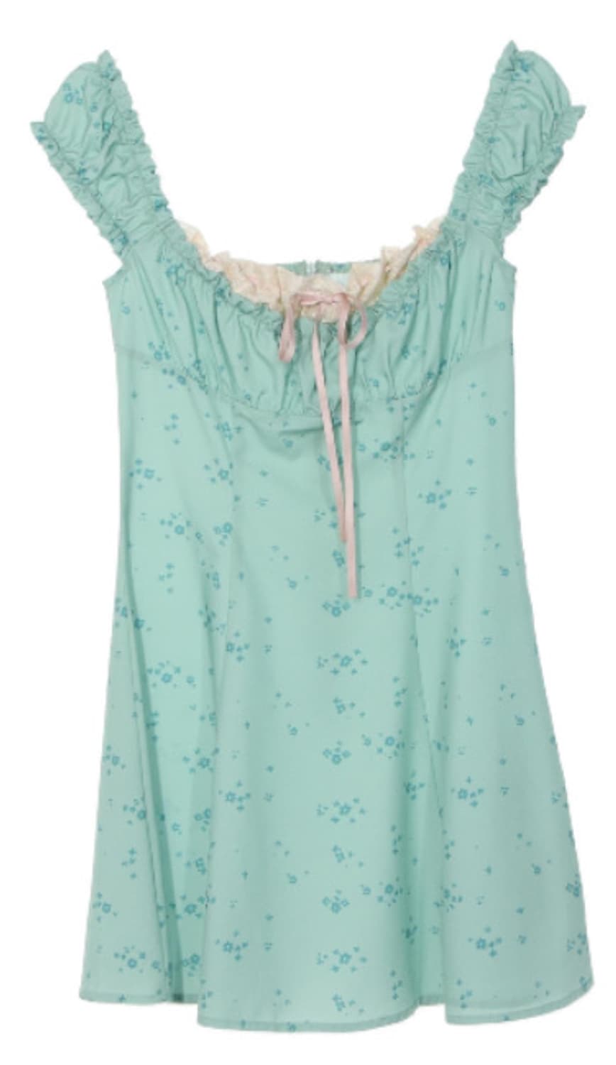 사이다 민트 플로럴 미니 원피스   상품이미지2