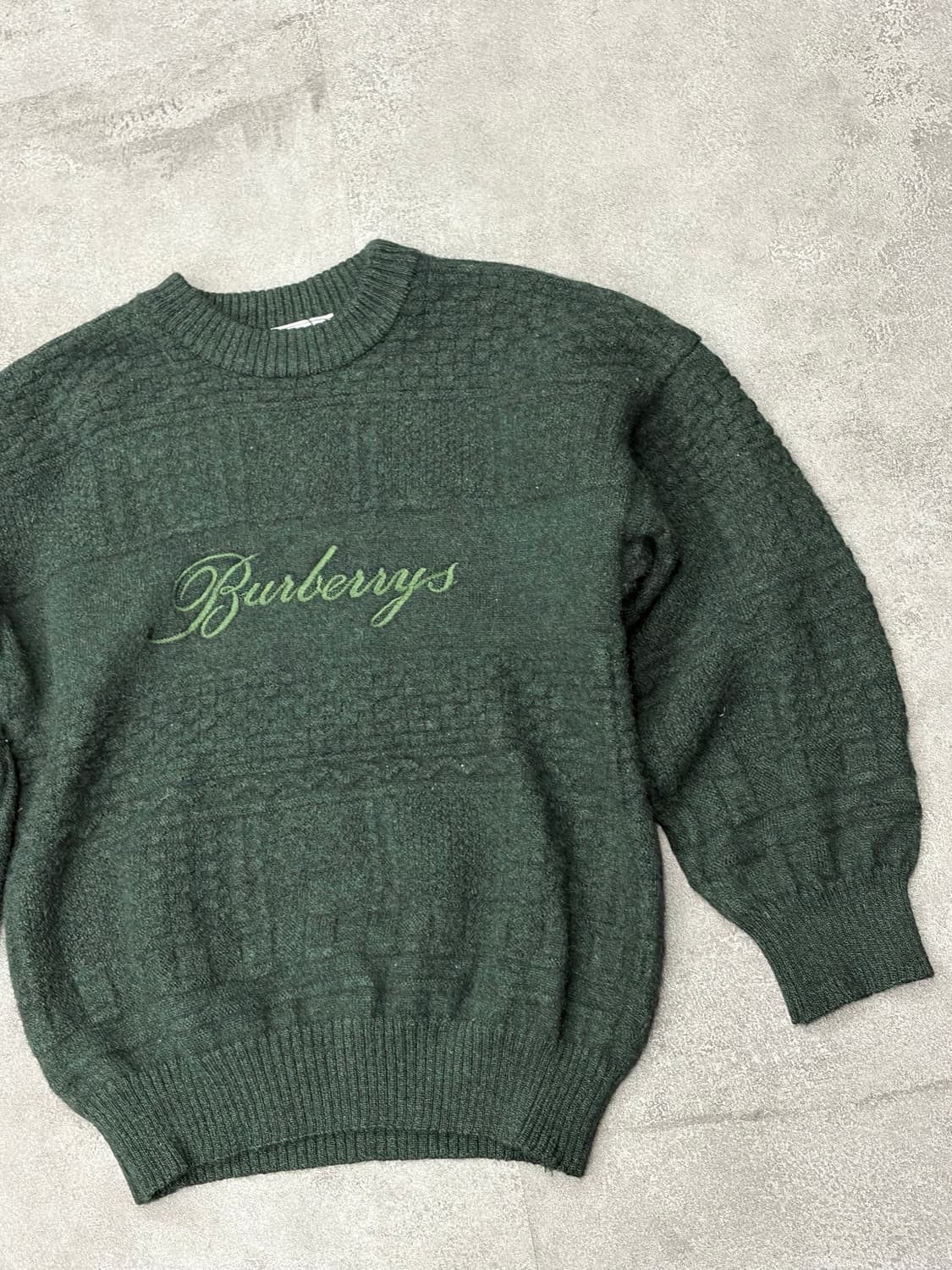 90s 버버리 스펠아웃 그린색 니트 스웨터 상품이미지3