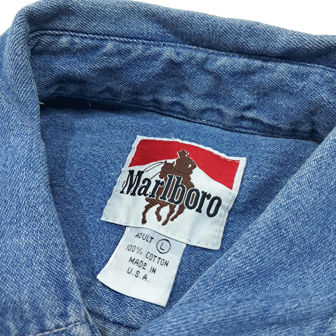 CL513 L 말보로 90s 미국판 코튼 미디엄워시 데님셔츠 남방 상품이미지3