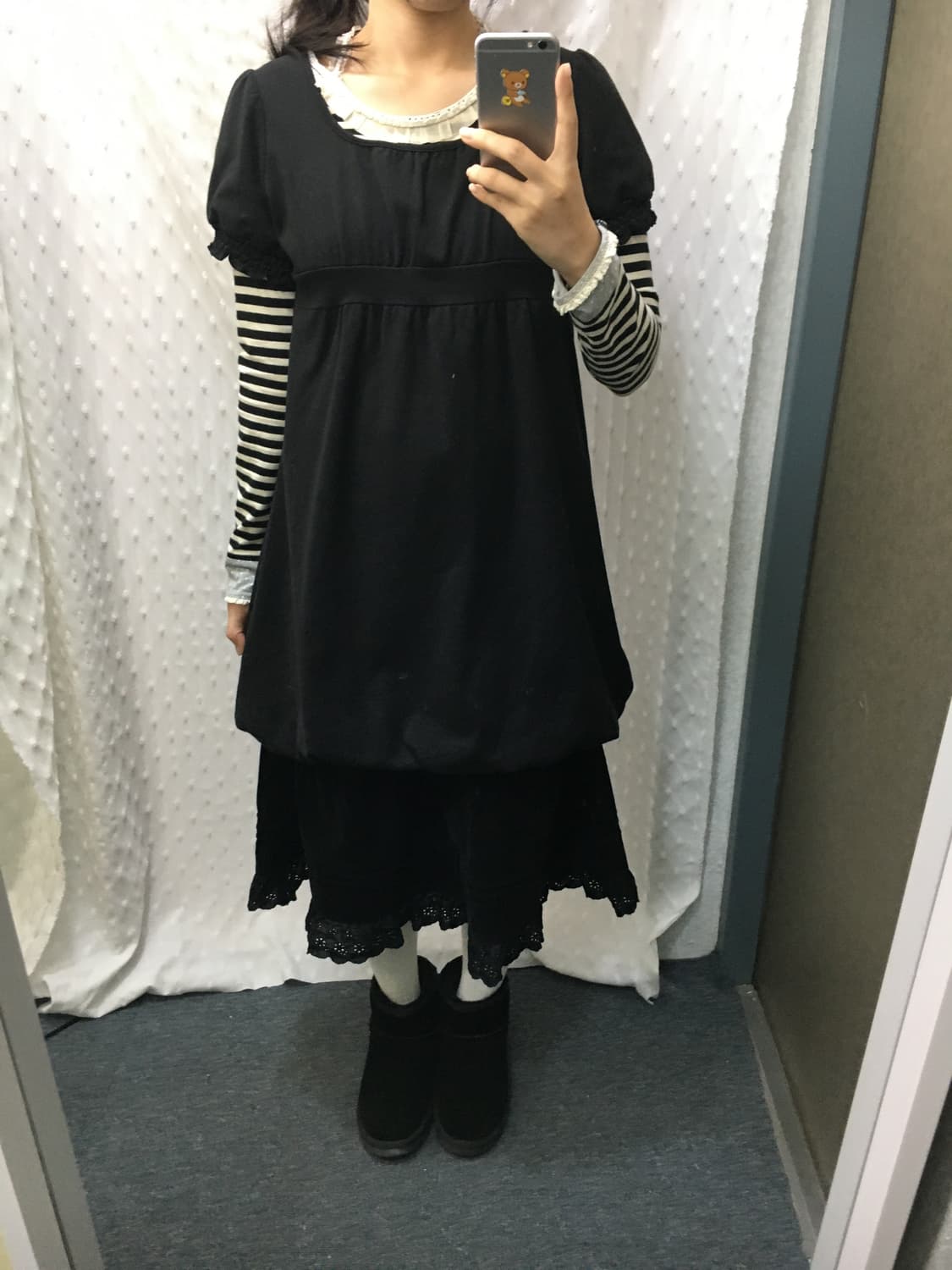 이스트보이 블랙 퍼프 반소매 원피스 상품이미지2