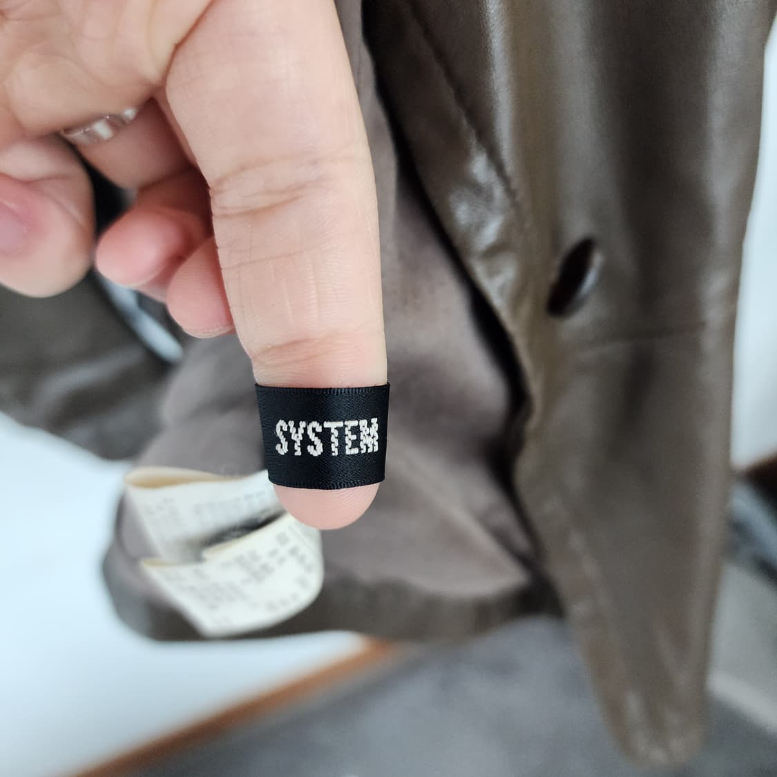 시스템 브라운 가죽 언발란스 자켓 상품이미지6