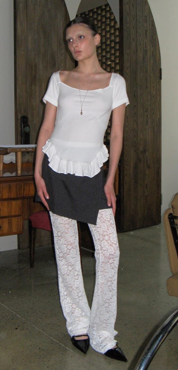 밀로우먼 슬래시 랩 미니 스커트 [차콜 그레이] M 상품이미지6