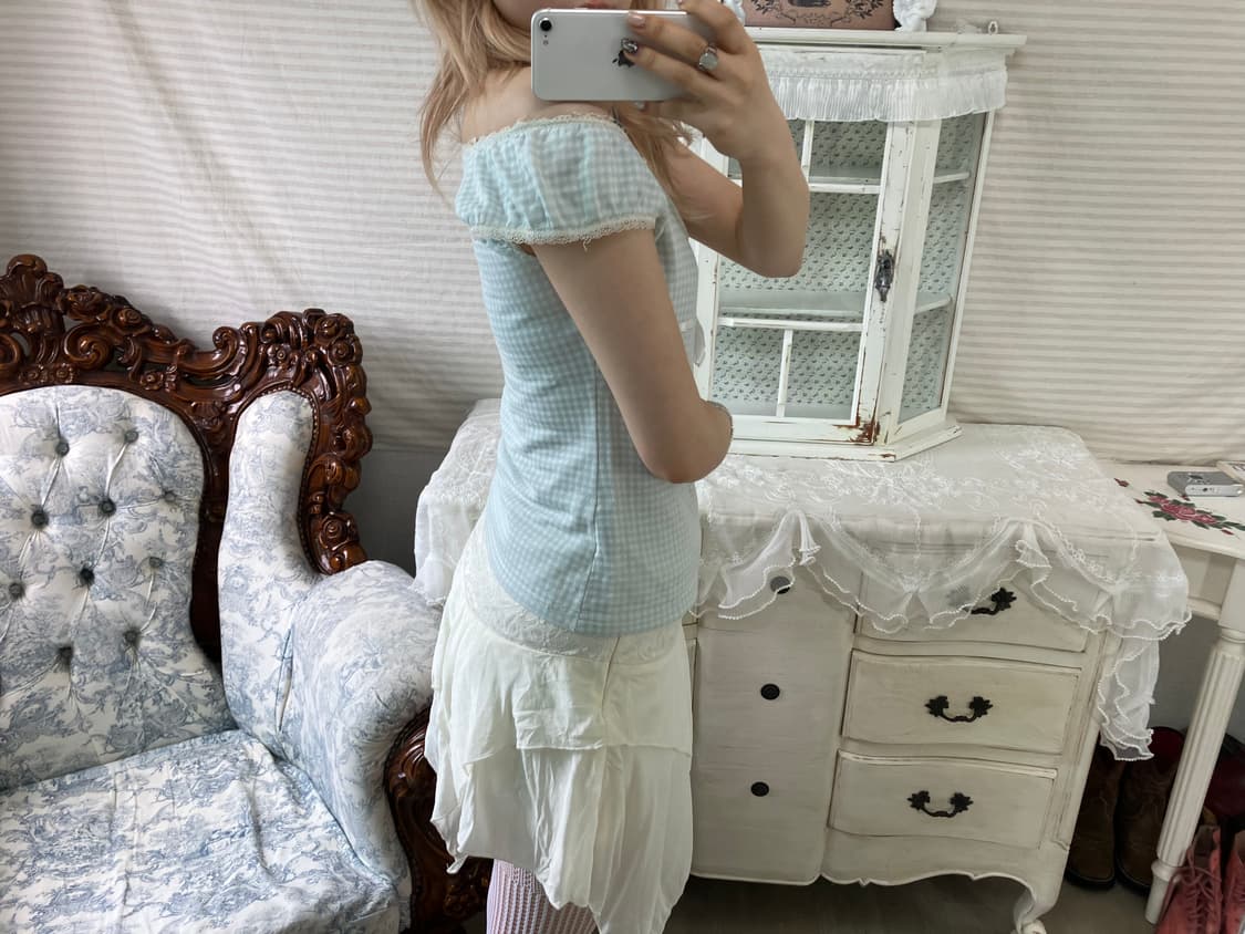 화이트 레이스 프릴 스커트 상품이미지5