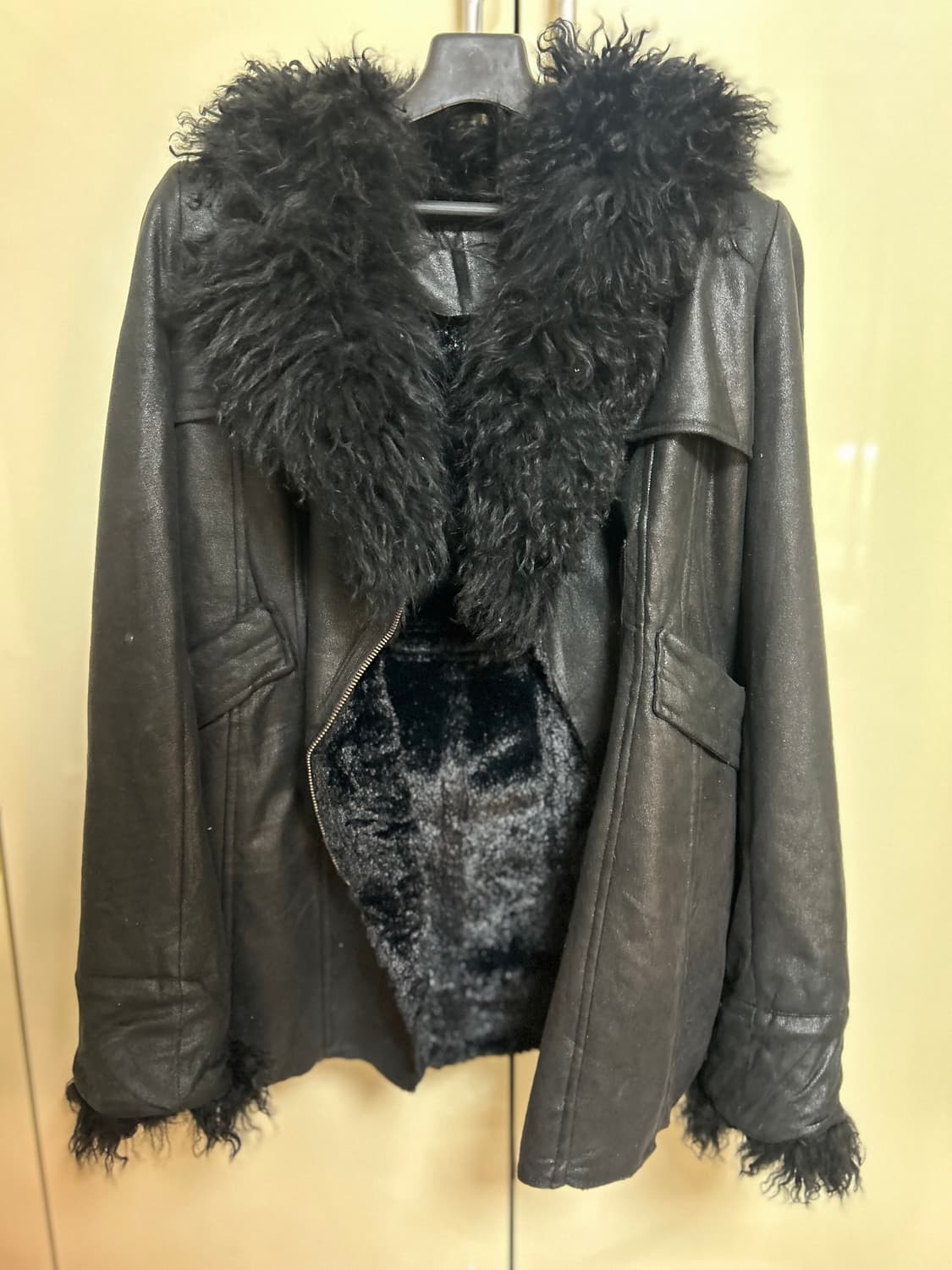 shearling jacket black  vintage- 44-55 상품이미지2