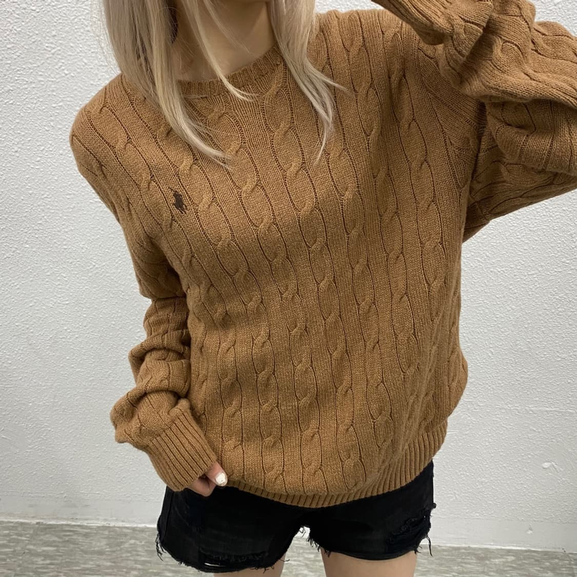 폴로 랄프로렌 카키포니 베이지 꽈배기 니트 L 상품이미지1