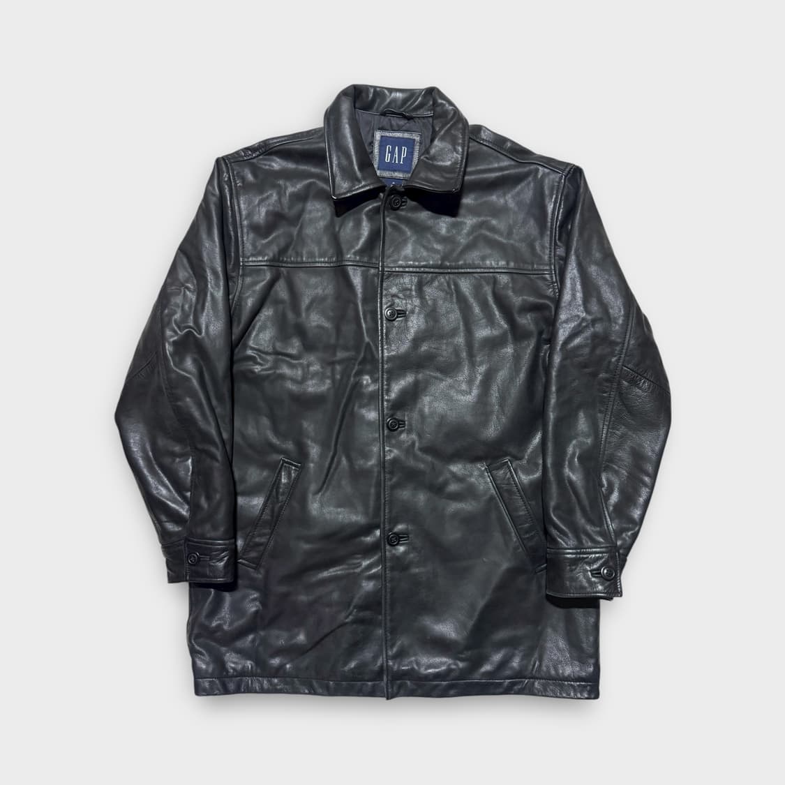 90s 올드갭 카코트 블랙 레더 코트 M  상품이미지1