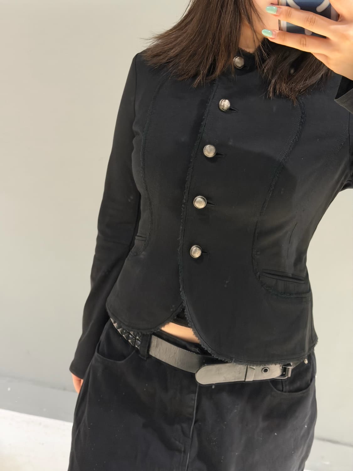 button-up detail non collar jacket 상품이미지3