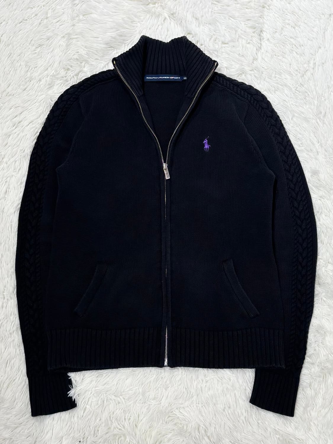 폴로랄프로렌 퍼플포니 블랙 니트집업 상품이미지5