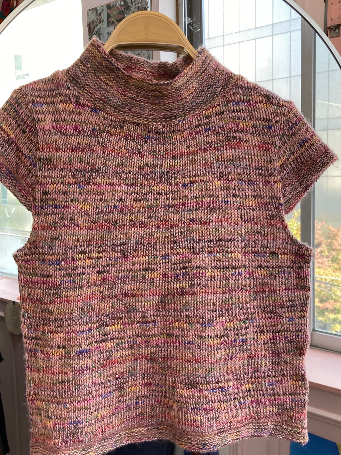 컬러 믹스 반팔 니트 상품이미지2