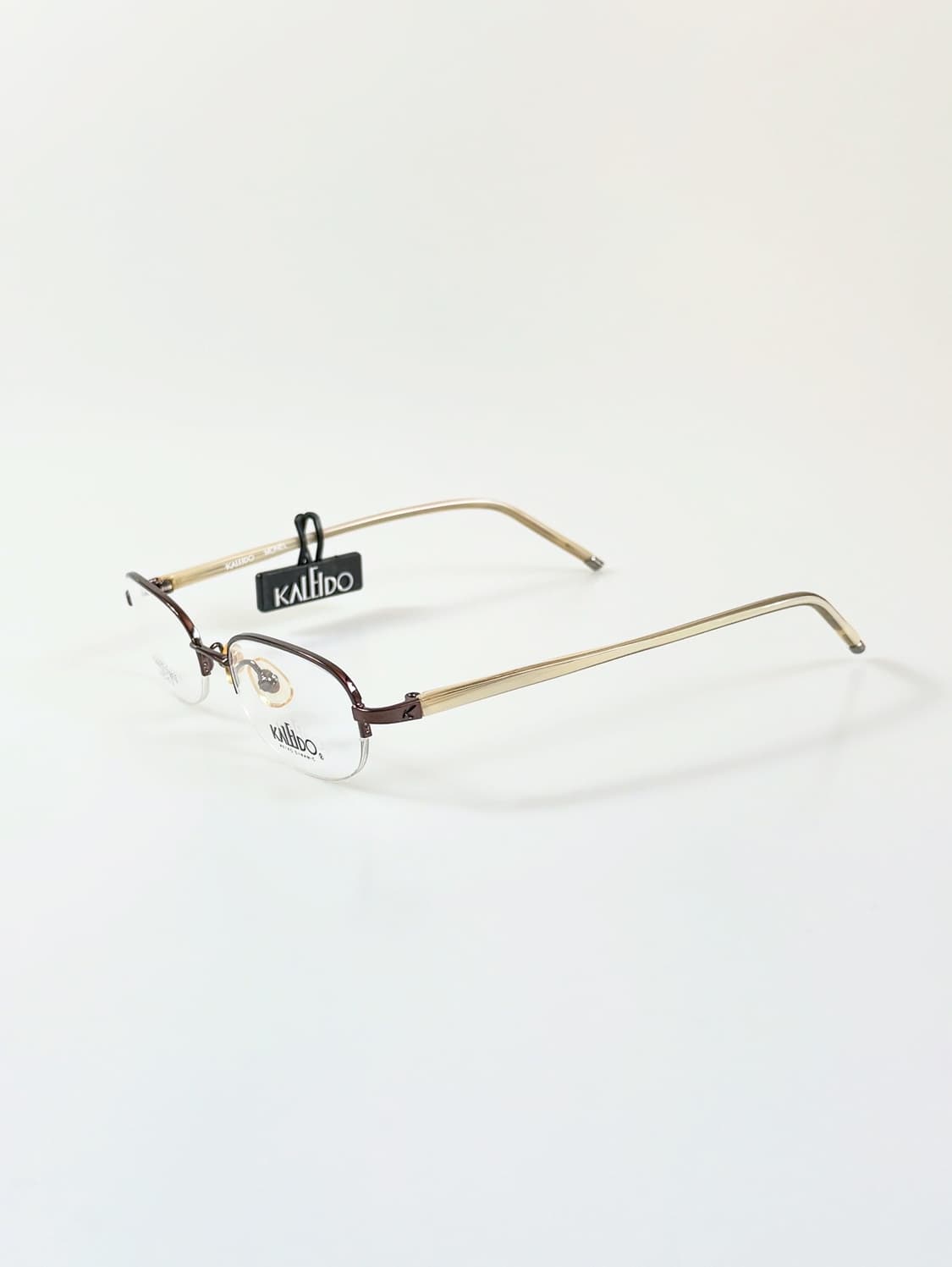 90s KALEIDO 브라운 반무테 스퀘어 빈티지 안경 상품이미지3