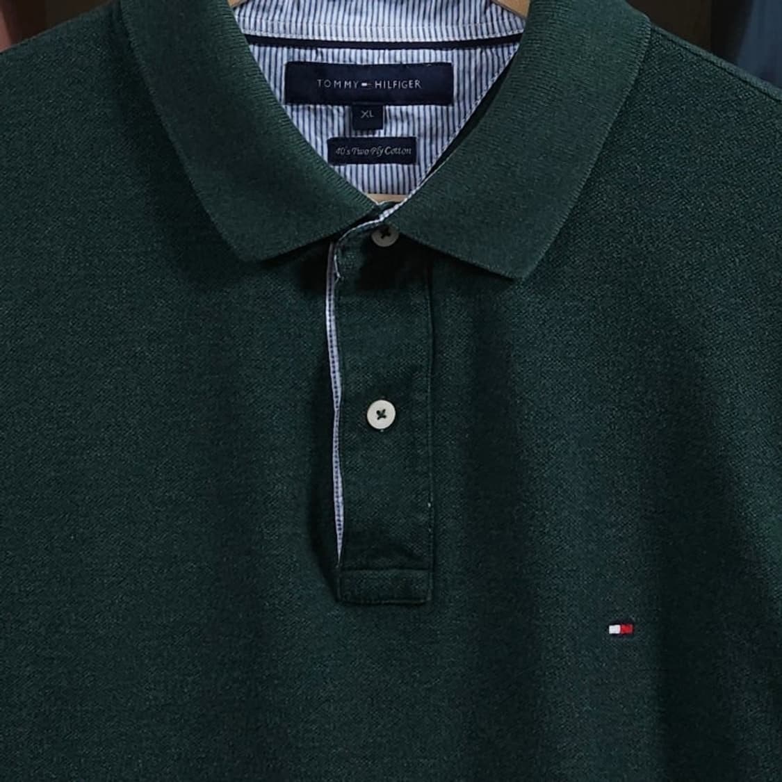 105 TOMMY 타미힐피거 코튼 반팔 카라티 그린 상품이미지2