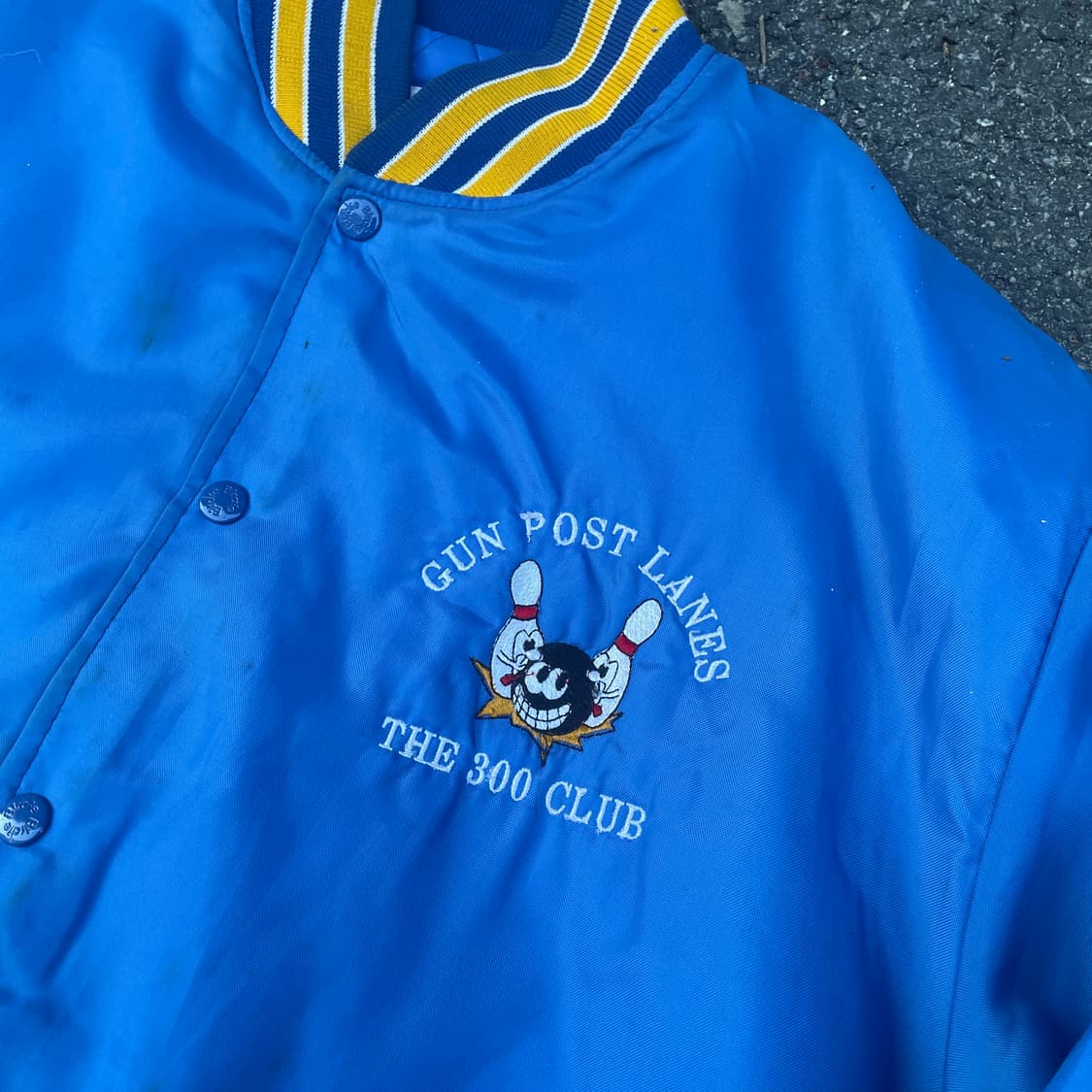 90s USA Birdie 자수 빅로고 올드스쿨 점퍼 사틴 코치자켓 XL 상품이미지4