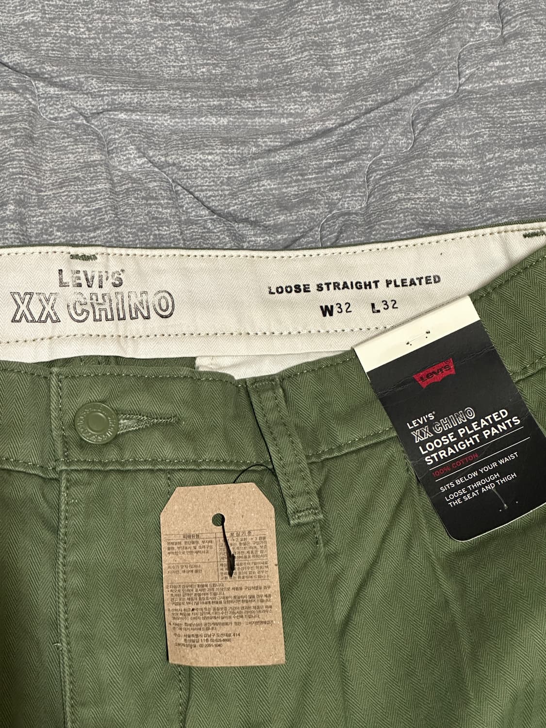 [32x32] 리바이스 XX 치노 루즈 스트레이트 팬츠 카키 면 바지 상품이미지5