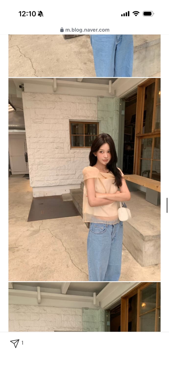 센느 오간자 블라우스 피치 상품이미지3