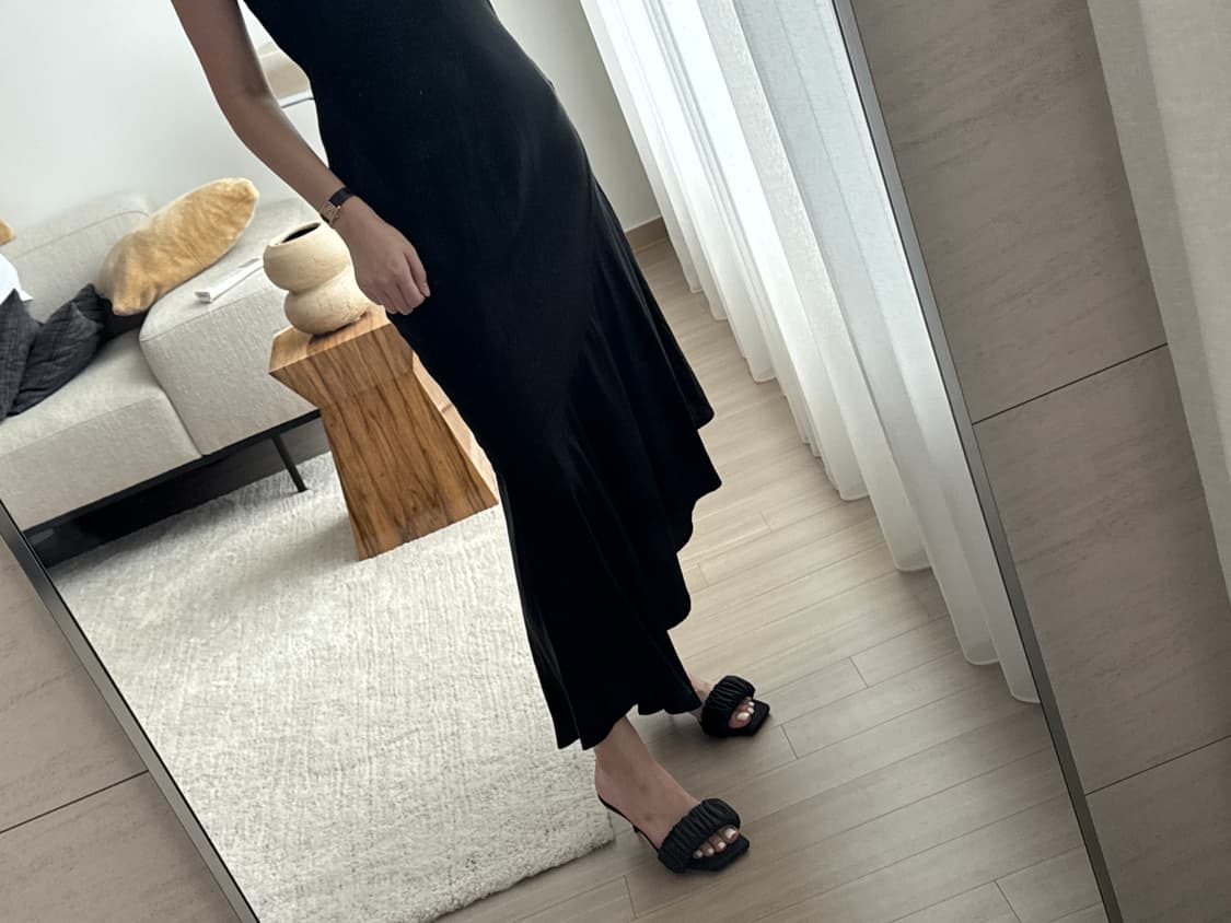 <새상품🖤> 비스코스 비대칭 롱슬립원피스 블랙드레스 상품이미지7