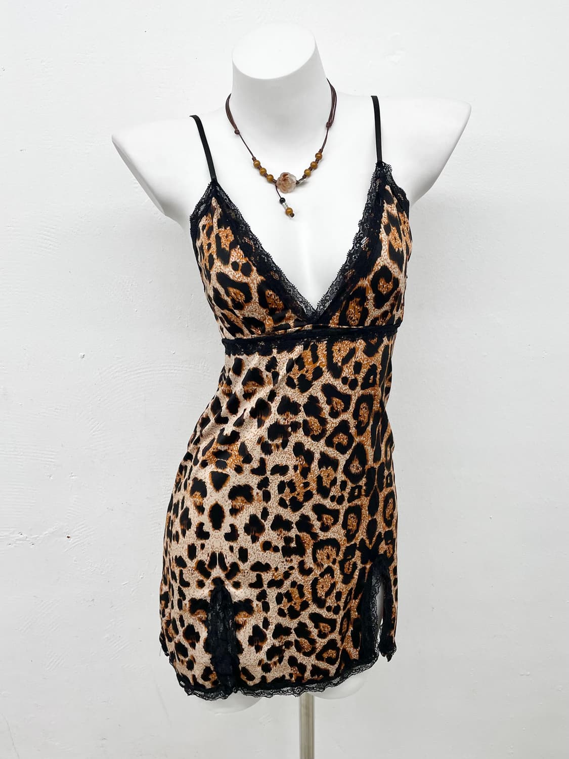 갸루 레오파드 트임 레이스 슬립ㅌ 상품이미지1