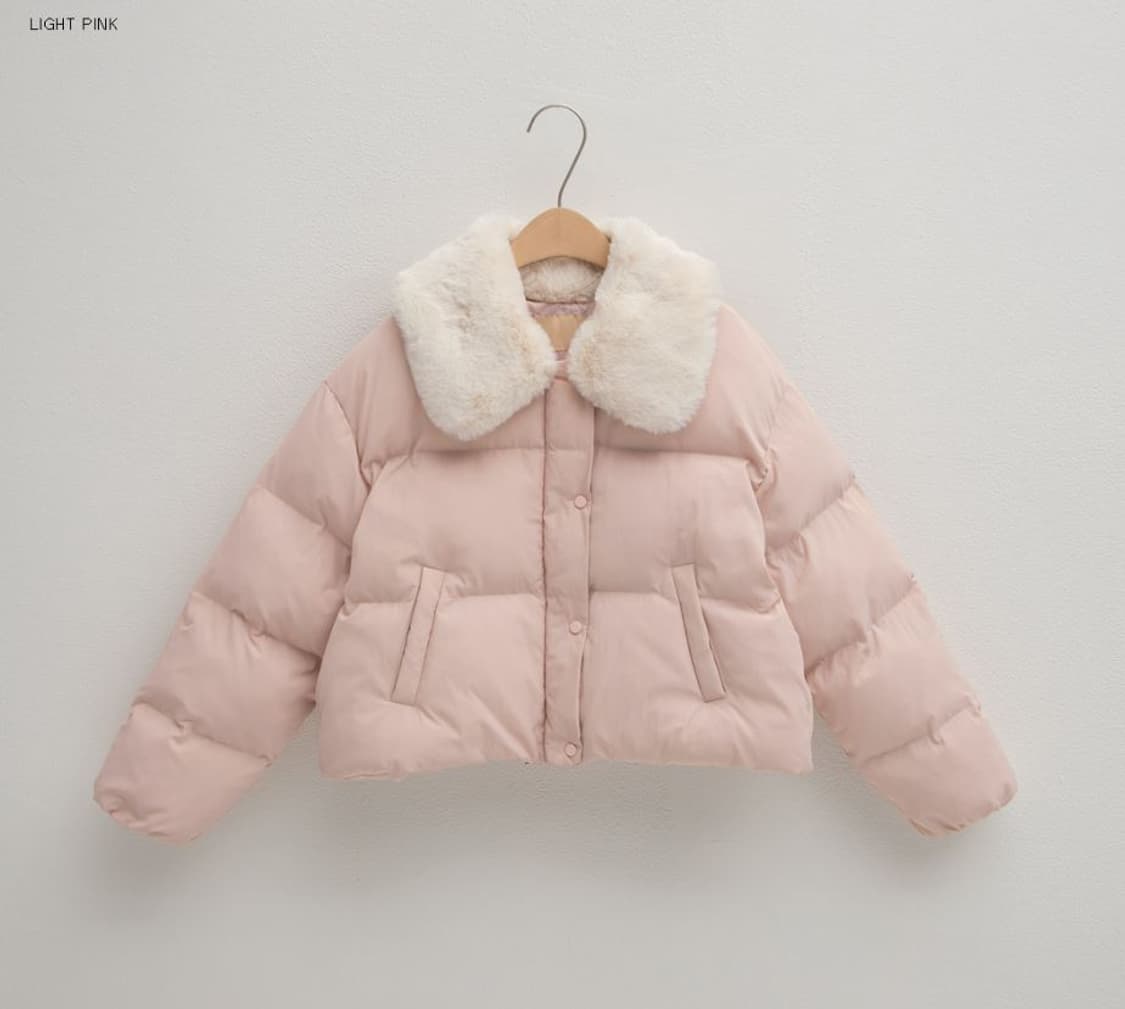 나인(Nain) 크롭 퍼카라 패딩 점퍼 핑크 상품이미지5