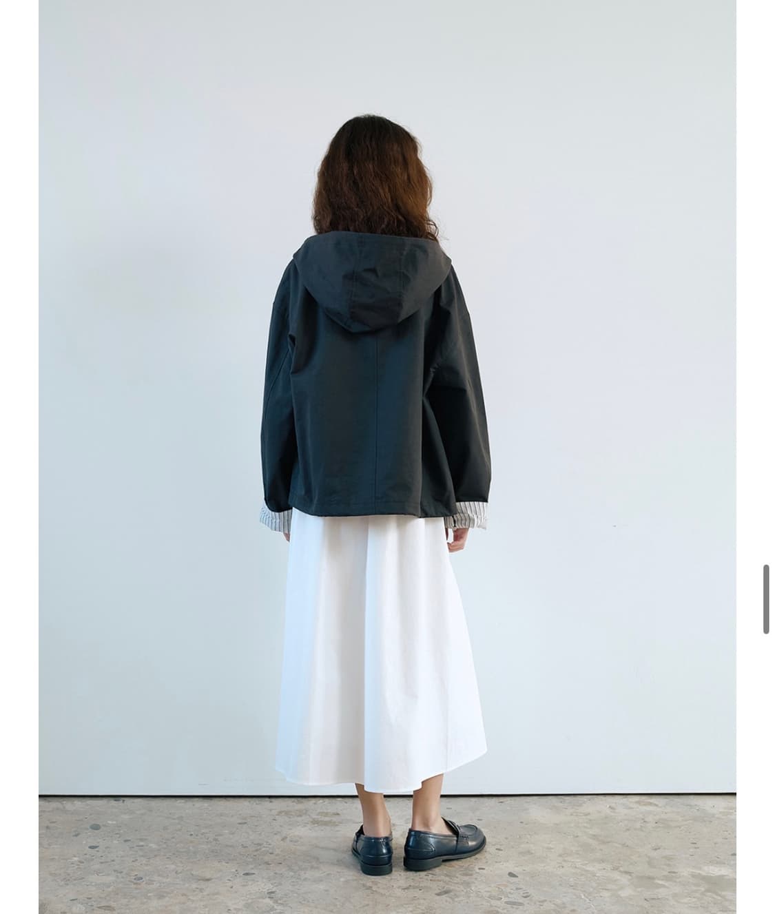 유라고 스트라이프 후디드 숏 점퍼 바람막이 네이비  상품이미지3