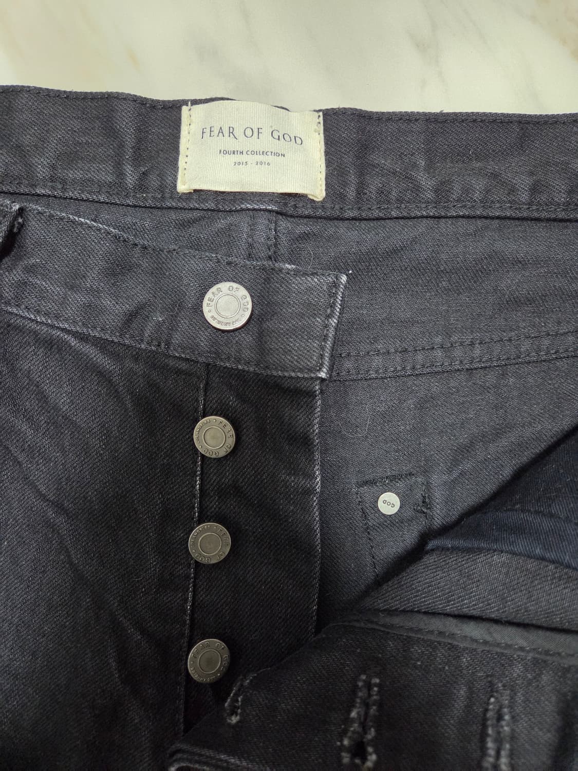 피어오브갓 4th 블랙 디스트로이드 데님팬츠 상품이미지4