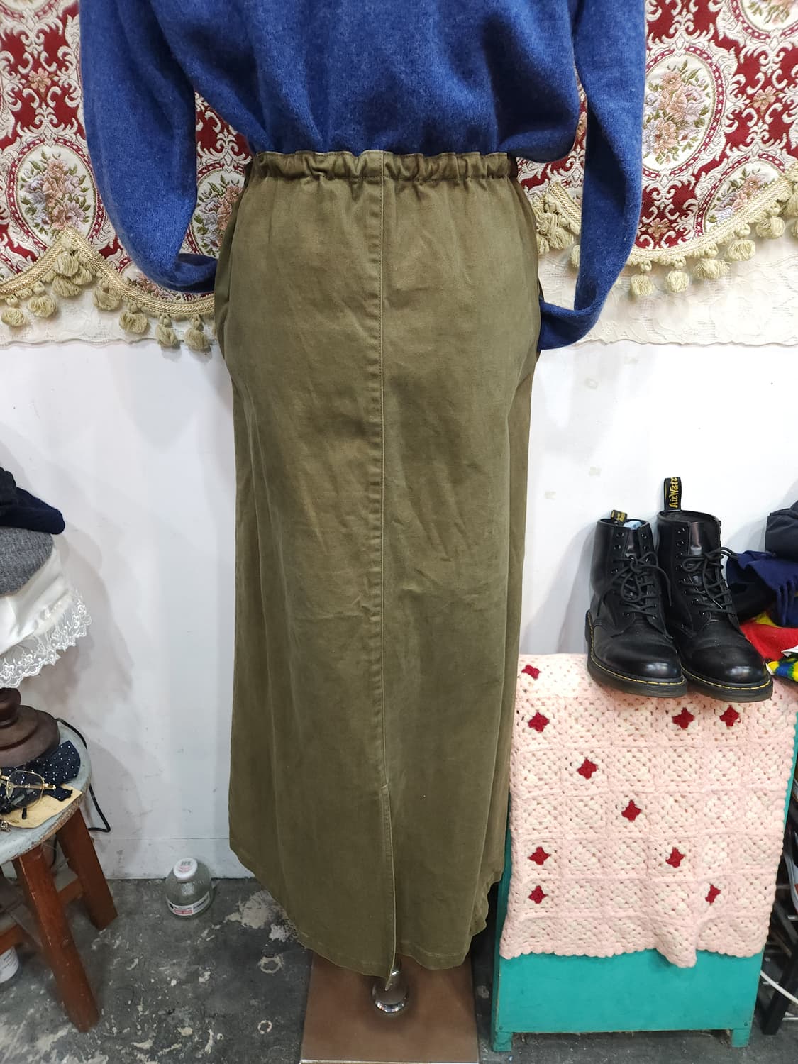 드러그스토어 카키 벤딩 코튼 롱 스커트 drugstore's
 상품이미지6