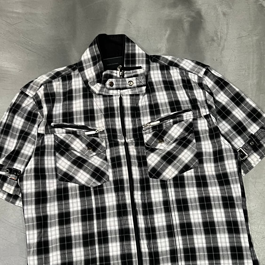 더블 카라 체크 하프 셔츠 자켓 y16305 상품이미지3