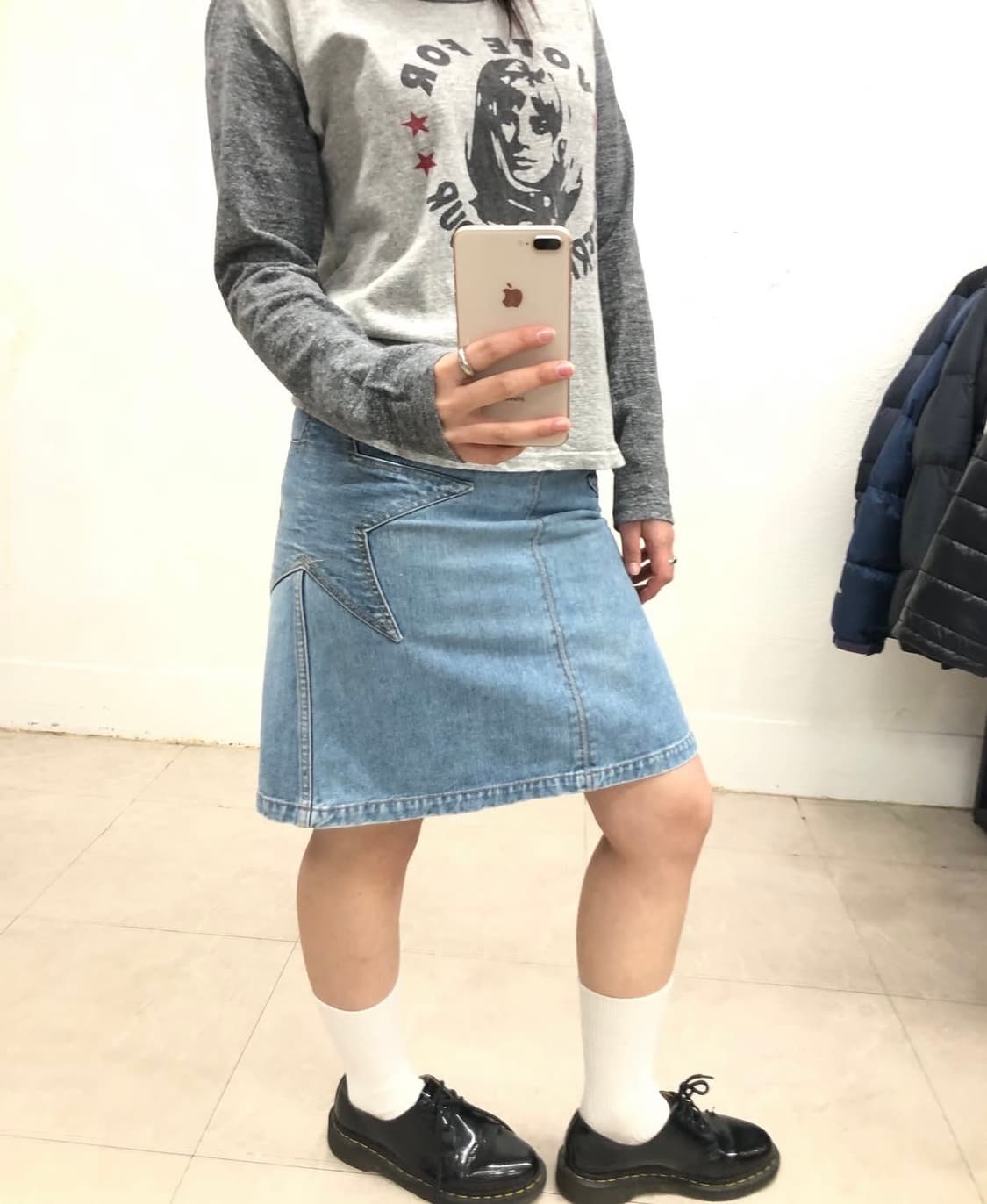 히스테릭 글래머 스타 데님 스커트 미디 스커트 상품이미지1