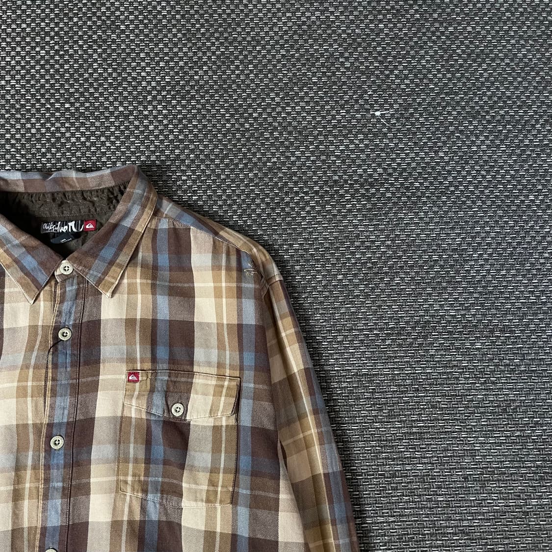 퀵실버 베이지 블루 멀티배색 체크 긴팔 셔츠 XL 상품이미지3