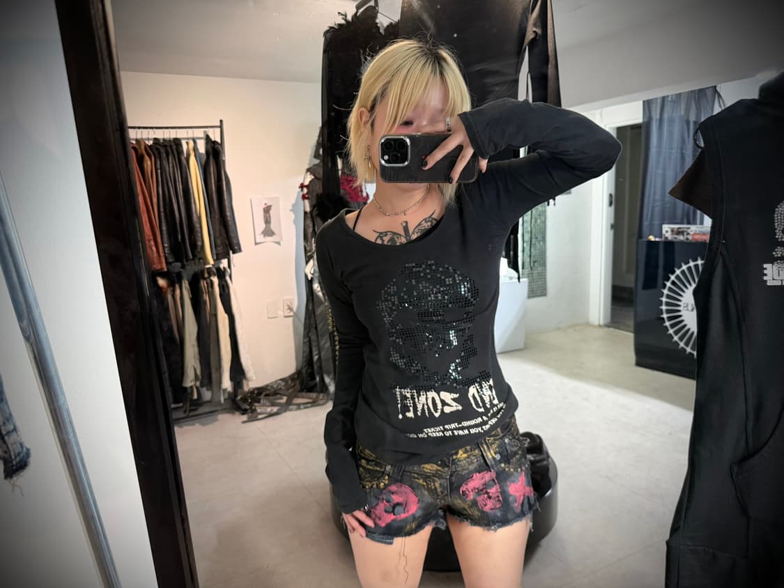 Punk painted stud shorts 상품이미지5