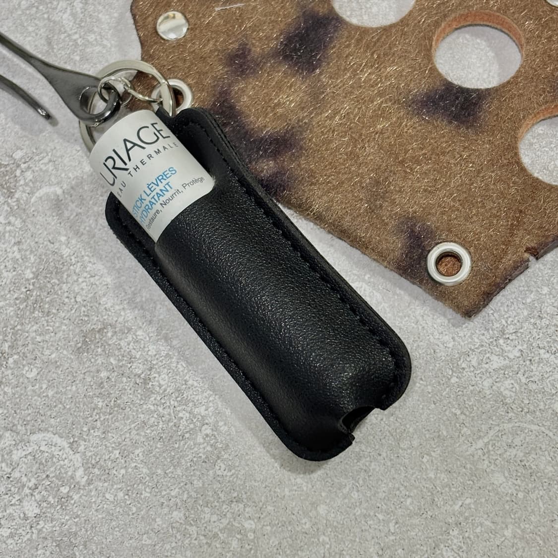 Oribell 레오파드 호피 송치털 파워 너클 립밤케이스 키링 열쇠고리 상품이미지4