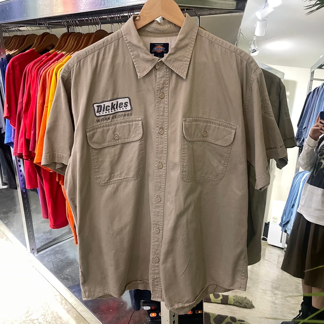 (XL) Dickies 디키즈 반팔 워크 셔츠 패치 자수 베이지 상품이미지2