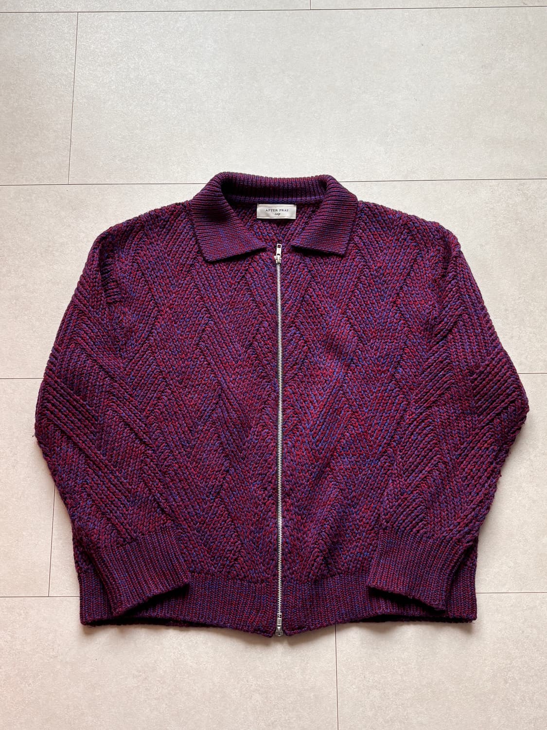 Wool Blend Purple Knit Zipup Cardigan L 상품이미지1