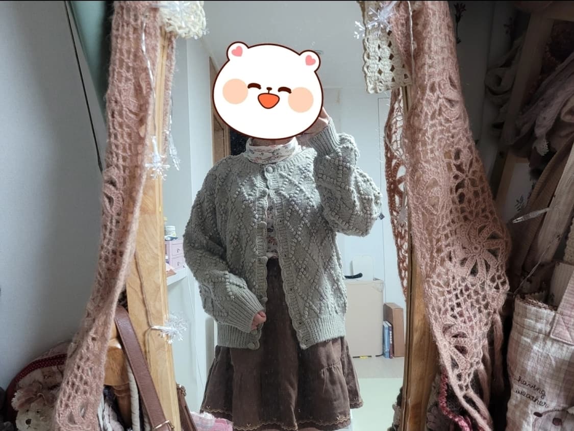 [착용샷o] 빈티지 레이어드 반팔니트 하구미룩 모리걸룩 상품이미지4