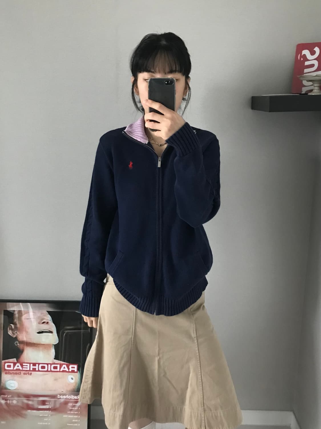 폴로 랄프로렌 포니 로고 네이비 니트 집업 상품이미지1