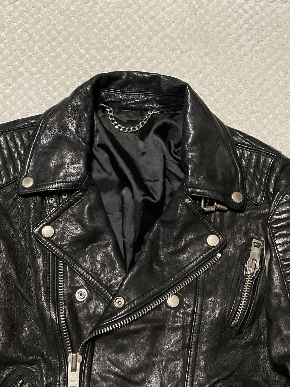 광희시장 웨스턴 무드 램스킨 양가죽 바이커 레더 자켓 상품이미지4